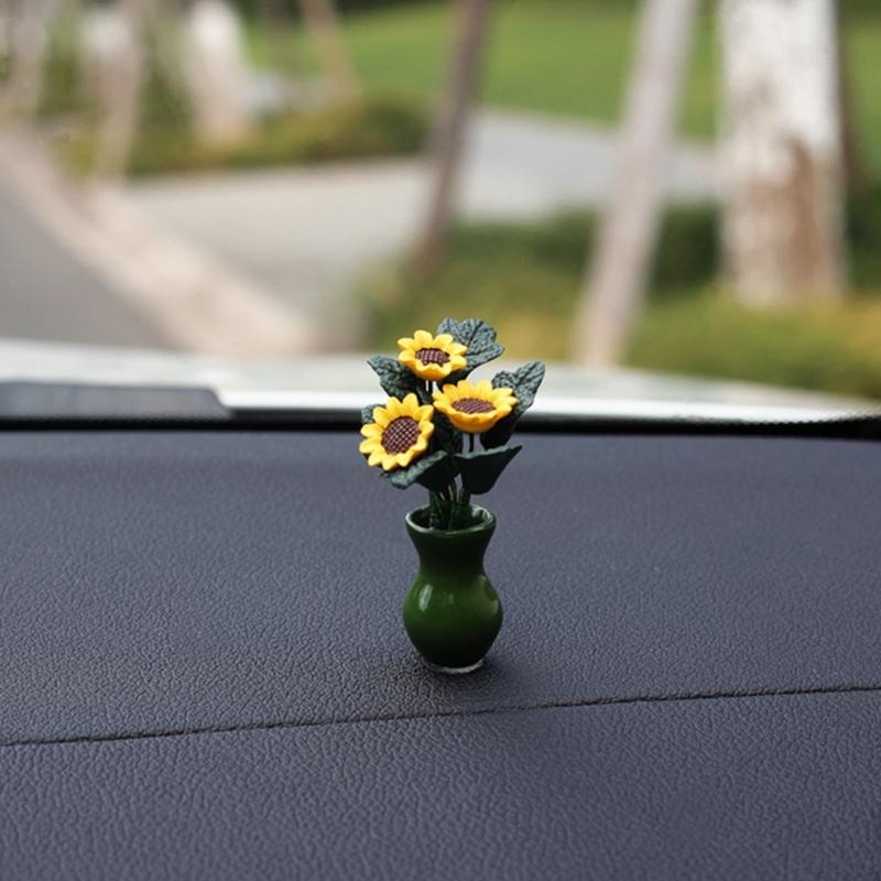 Украшение интерьера автомобиля, мини-ваза с подсолнухом, центральная консоль, зеркало заднего вида, украшение для внедорожника, аксессуары, женские подарки