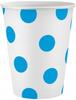 White Paper Cups with Blue Polka Dots 6 Pcs