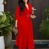 Women Elegant Solid Color Dress Tunic Dress Midi Dress with Belt Sexy V Neck Shirt Dress Plus Size