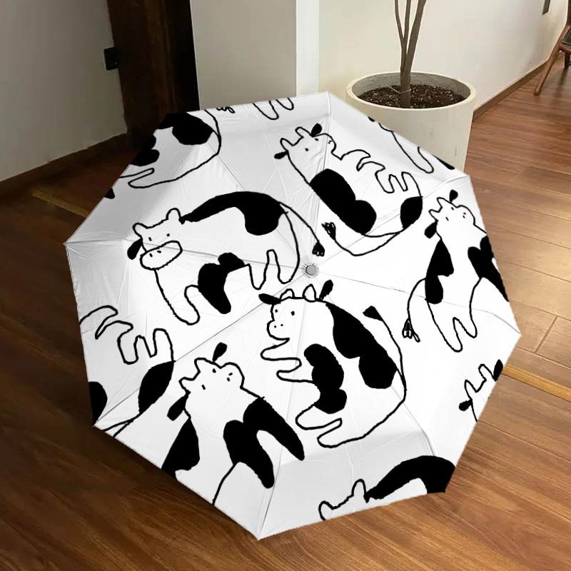 1pc Cow Print Automatic Open/Close Umbrella, Formal Events - Ideal Gift for Family or Friends, Outdoor Accessory yy251211148