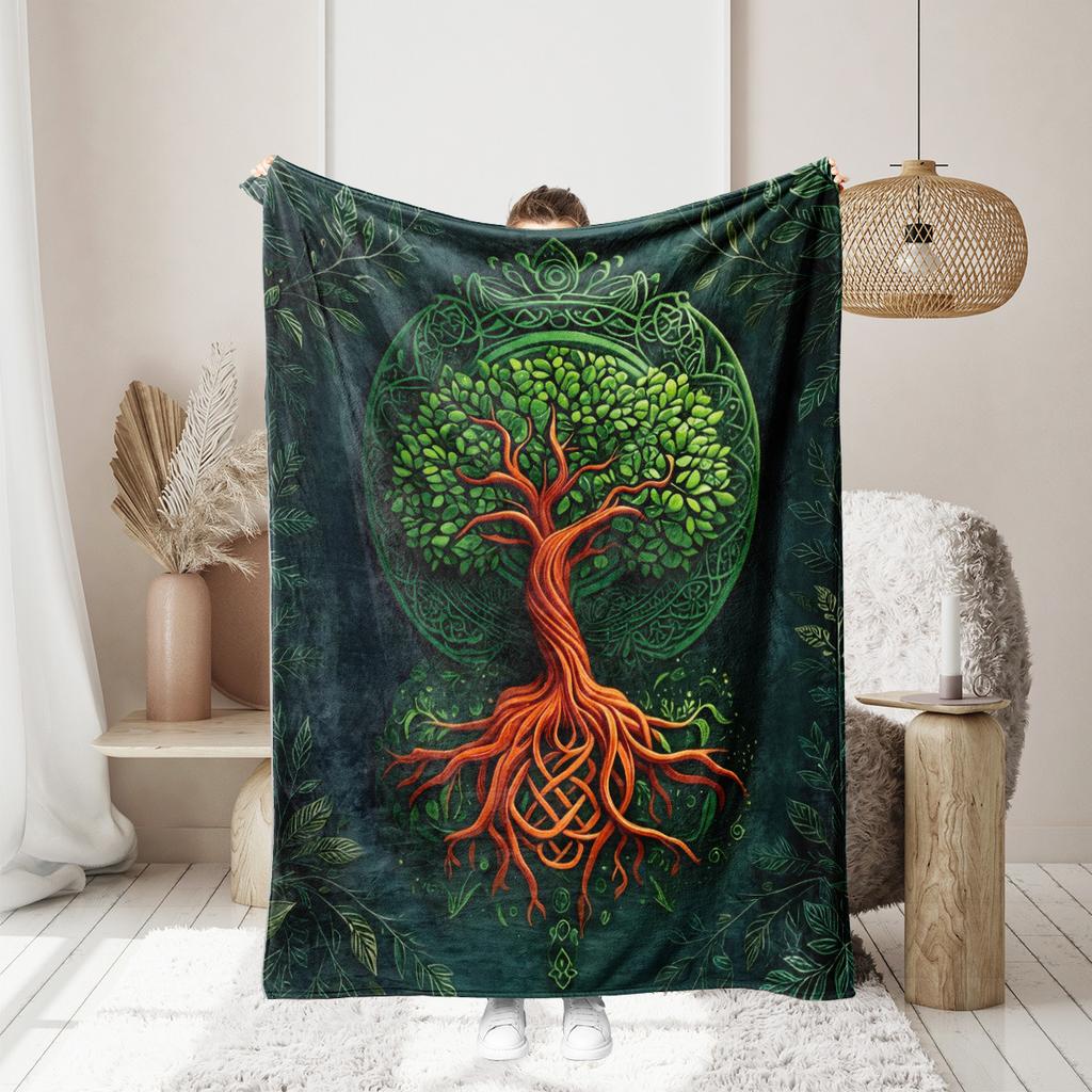 Tree of Life Series Printed Blanket for Sofa Bed Travel Camping Living Room Office Conditioning Blanket for All Seasons Gifts