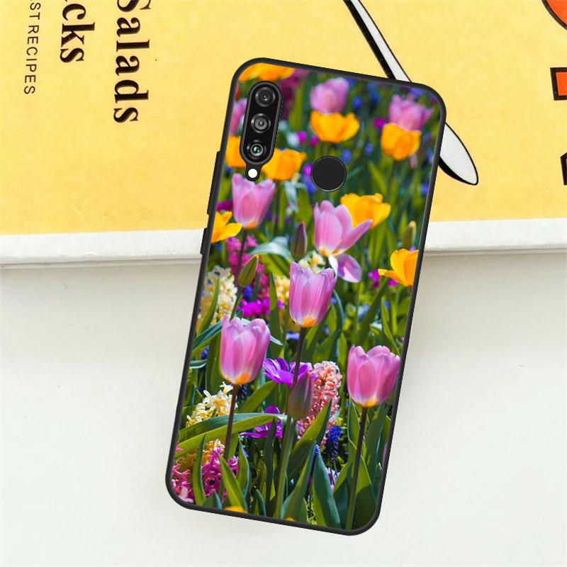 Цветы весенних тюльпанов Для Huawei Nova Y61 Y73 Y70 Y72 Y60 Y90 Y91 7i 8i 11i 12i 12s 9 10 SE P20 P30 P40 Lite Чехол