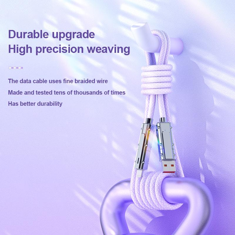 Новый 100 Вт 2 в 2 оплетке PD быстрый USB-кабель для Huawei/Honor выдвижной портативный 4 в 1 зарядный кабель Micro USB Type C для iPhone Samsung