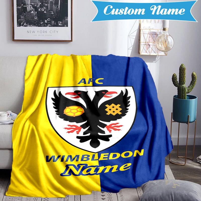 Custom Name Wimbledon Football Club Crest Blanket Lightweight Ideal Bedding Blanket Perfect for Travel, Camping, Living Rooms, Sofas,Christmas gift