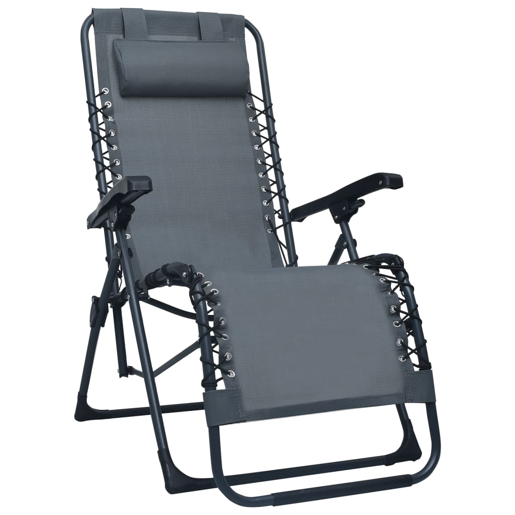 Folding Lounge Chair Grey Textilene