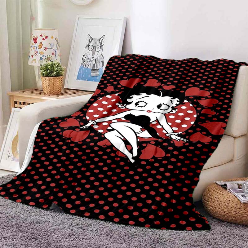 2026 new model cartoon B-Bettyy-Boopp blanket flannel sofa bed warm plush office comfortable portable gift picnic blanket