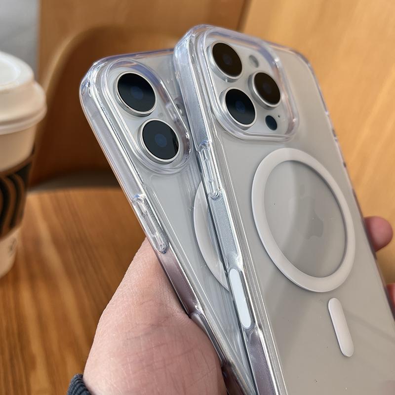 Прозрачный Магнитный Чехол For Magsafe для iPhone 16 15 14 13 12 11 Pro Max Plus Прозрачная Крышка с Жесткой Задней Панелью