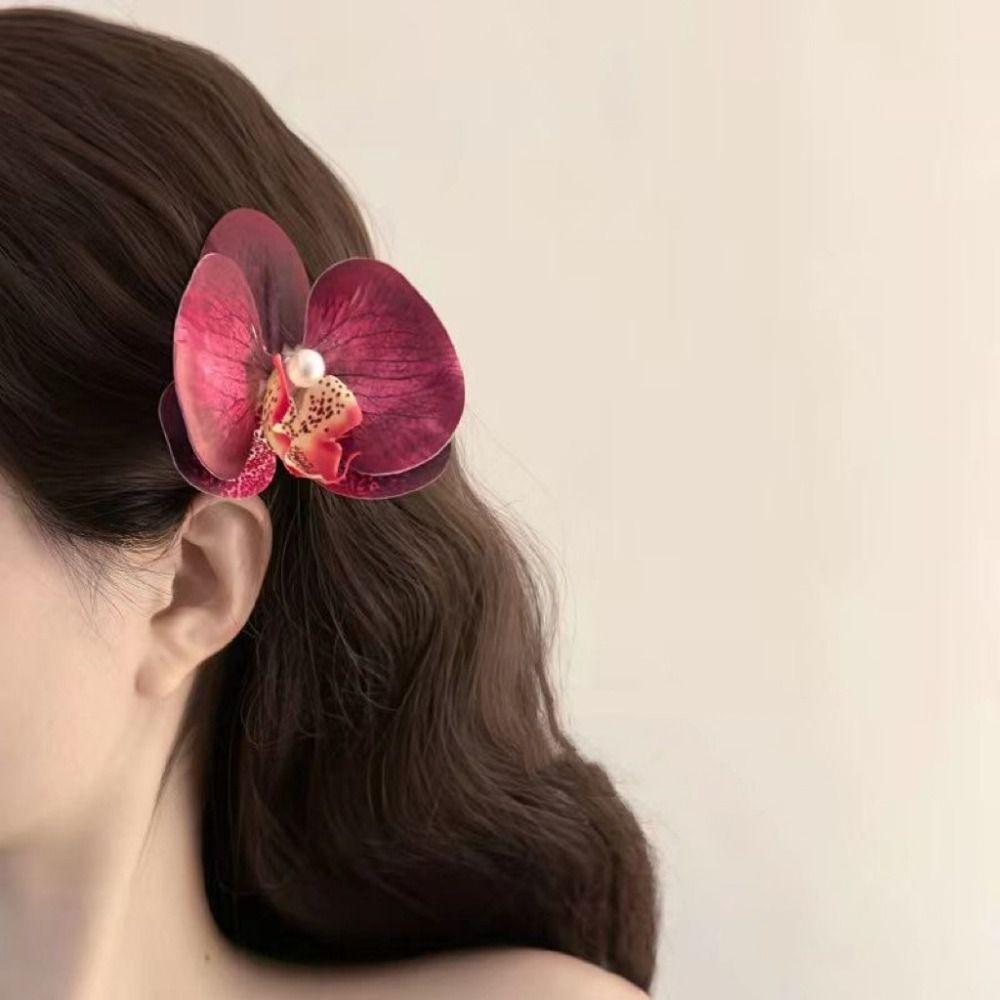 Side Clip Orchid Butterfly Hair Clip Phalaenopsis Pearl Hair Clip Flower Hairpin Hair Accessories