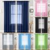 1Pc Solid Color Sheer Tulle Window Curtain Drape Living Room Balcony Patio Decor