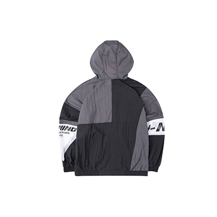 Li Ning Sports Fashion Series свободная куртка с капюшоном и длинным рукавом, цветные блоки, мужская куртка, черный цвет AFDQ387-2