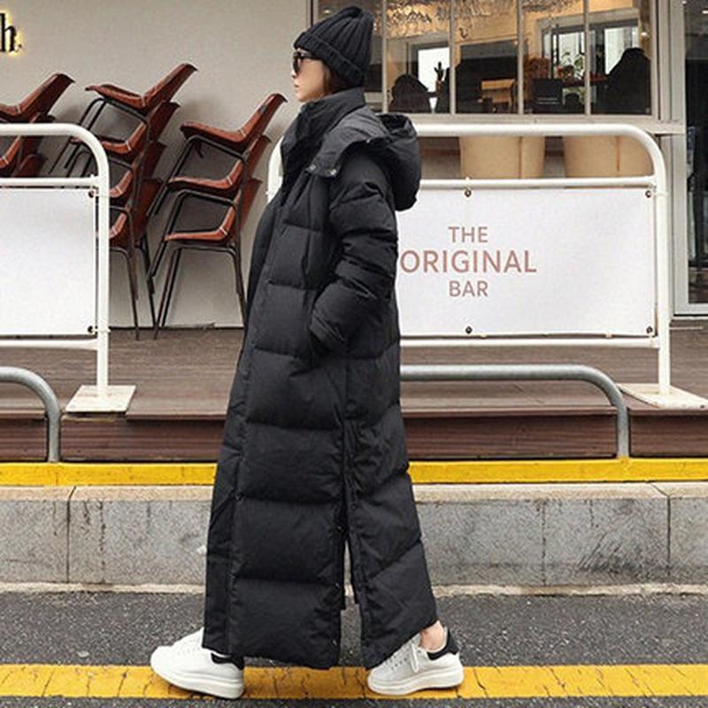 Women's Length Down Padded Jacket Coat Winter Loose Hooded Thick Warm Parkas