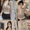 Skinny Collar Fake Two Long-sleeved T-shirt Women's Autumn Sweet and Spicy Bm Style Inner Top