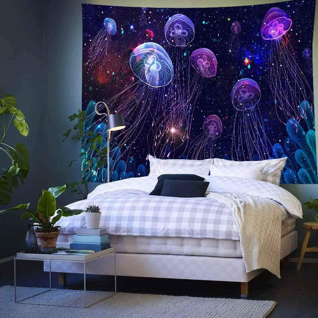 Galaxy Jellyfish Wall Tapestry Cosmic Ocean Art Space Decor Boho Bedroom Hanging Dreamy Underwater Nebula Design Home Decoration