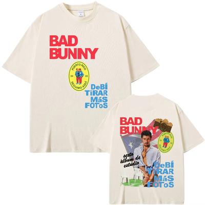 Рэпер Bad Bunny DeBi TiRAR MaS FOToS Футболки для тура DTMF 2025 Мужские Женские Хип-хоп Поп-музыка Футболки Мужские Ретро Оверсайз Футболки