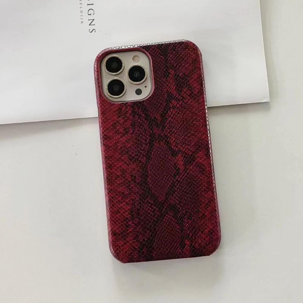 Для iPhone 14 Pro Чехол для телефона PC+Кожа PU Обложка Текстура змеи Противоударная Задняя крышка телефона