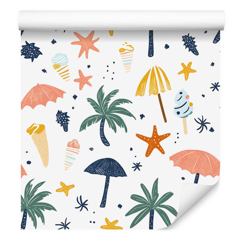 Summer wallpaper white, cream and light gray for living room and bedroom 50x1000