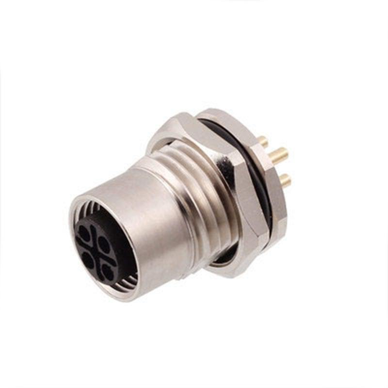 1m M12 Encoder Connector 2Pin 3Pin 4Pin 2+PE 3+PE 12A Power Signal Adapter K Code Aviation Male Female Plug Socket Panel Mount