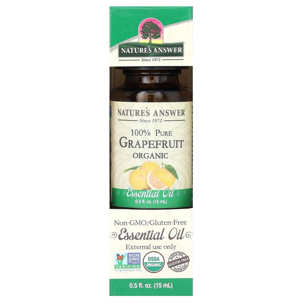 Nature's Answer Organic Essential Oil, 100% Pure Grapefruit, 0.5 Fl Oz (15 Ml)