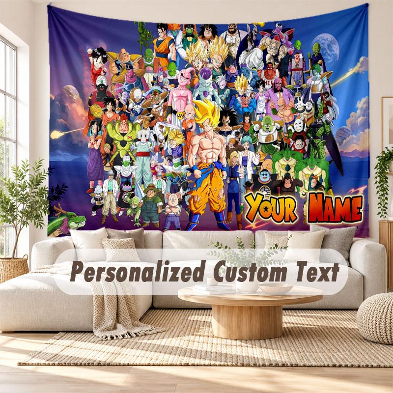 Custom Name Wall Hanging Tapestry,Dragon Ball Decorative Backdrop Tapestry For Dorm Home