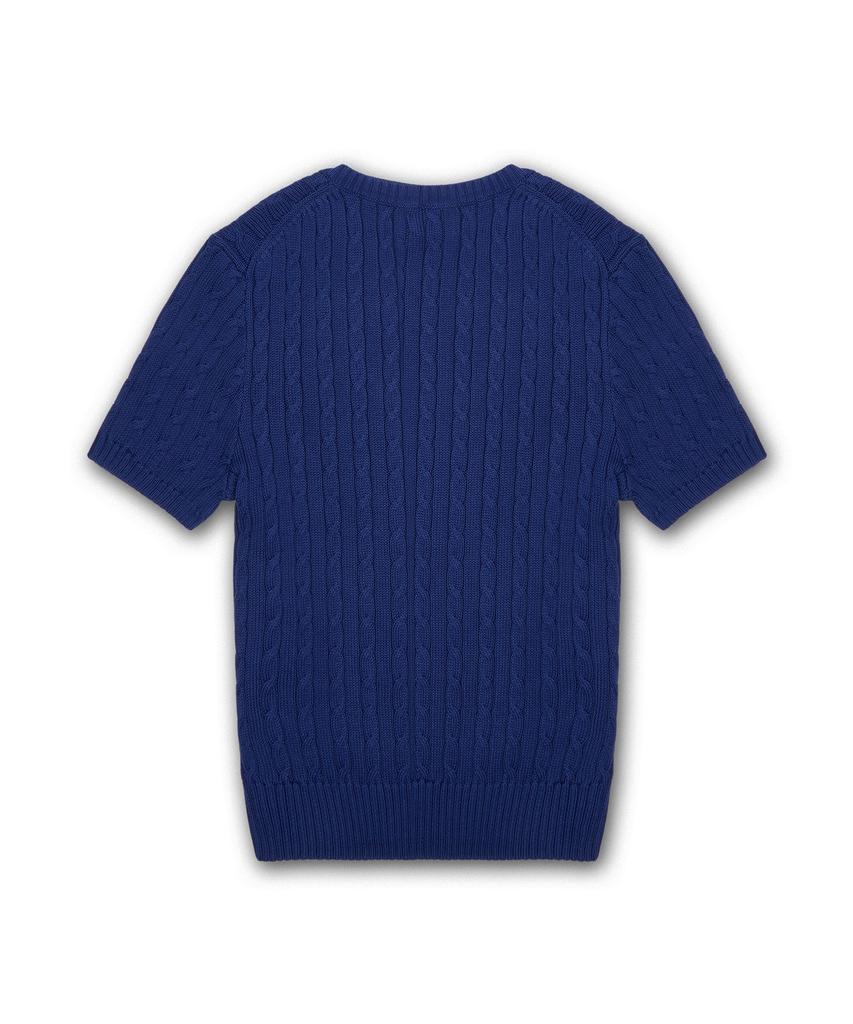 POLO RALPH LAUREN [W] Cable Knit Cotton Short Sleeve Sweater - Blue