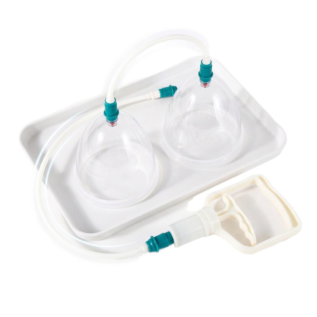 Vacuum Breast Massage Pump Set 2 Transparent Cups Suction Therapy Breast Care Wellness Device for Women
