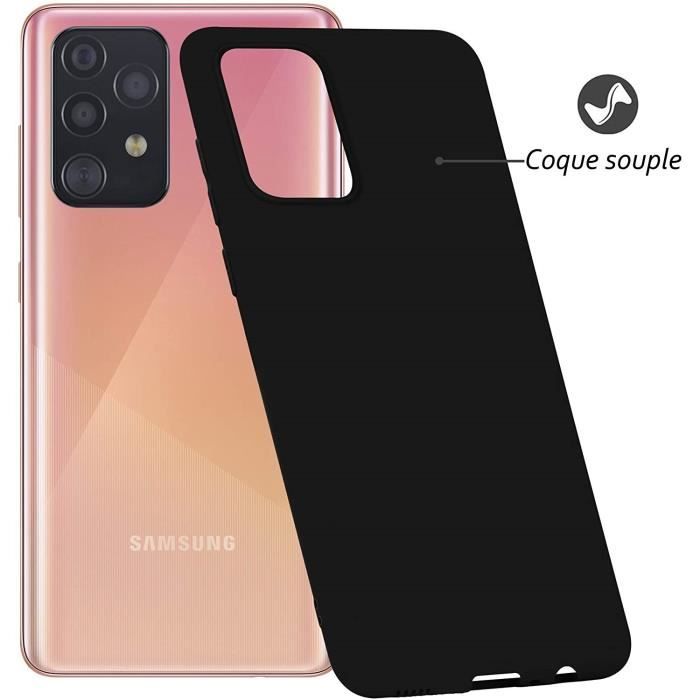 Coque de protection - Toproduits® - Samsung Galaxy A52 4G-5G - Noir - 2 Verres trempés - Stylet inclus