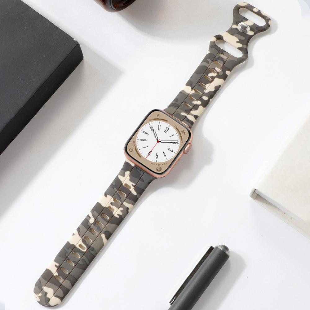 Для ремешка Apple Watch Ultra 8 SE 7 6 5 Силиконовый ремешок iWatch 49мм 40мм 45мм 41мм 42мм Камуфляжный узор Наручный ремешок Браслет