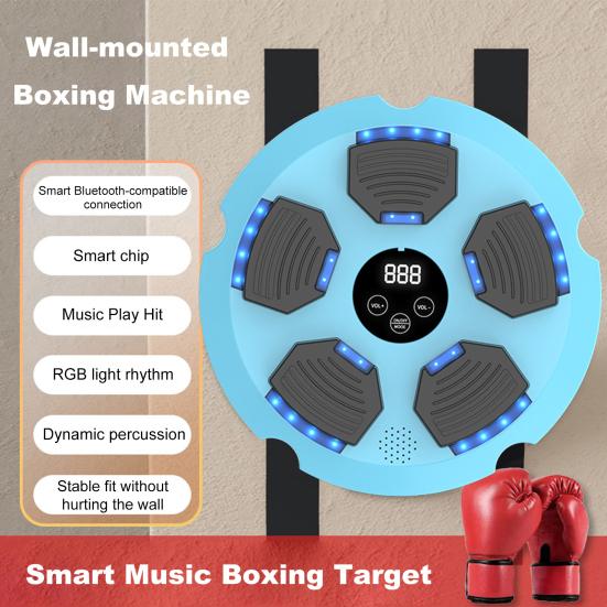 Музыкальный боксерский тренажер Настенный Bluetooth-совместимый электронный смарт-светодиодный боксерский тренировочный мишень для бокса Оборудование для тренировок в домашнем спортзале