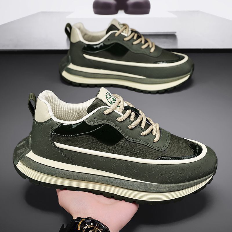 Мужская обувь 2025 осень новая дышащая низкая повседневная обувь «папины кроссовки» универсальный тренд на толстой подошве увеличивающая рост спортивная и повседневная обувь