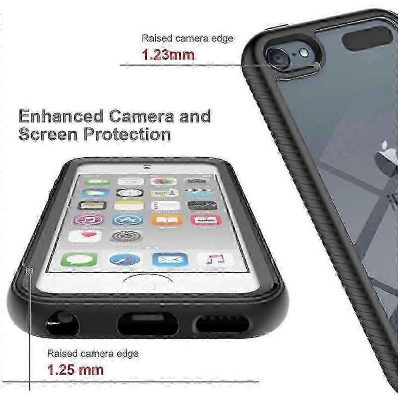 Case for iPod Touch 7/6/5 with Screen Protector, Transparent Full-body Clear Bumper Shockproof Rugged Protective Cover