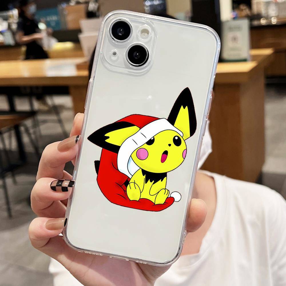 Чехол E-55 Christmas Pokemon для iPhone 7 8 11 12 13 14 15 16 Pro Max Plus Mini Xiaomi Redmi A3 9A 9C 10A 10C 13C Note 9 11 Realme Narzo C30 C55