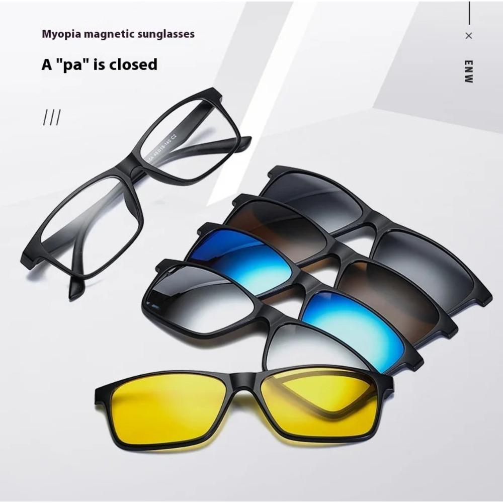 6In1 Tr Magnetic Frame Sunglasses Tr Hanging Frame With Interchangeable Lenses For Men And Women Sunglasses