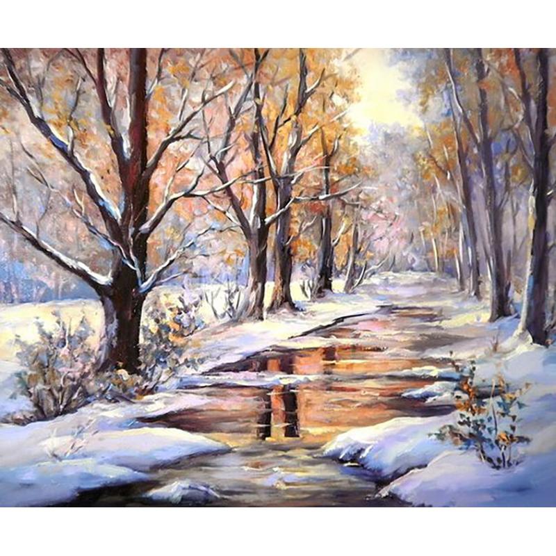 Снежный пейзаж «сделай сам», 5D алмазная живопись, полная круглая дрель, пейзаж, алмазная вышивка, набор для вышивки крестом, настенное искусство, домашний декор, подарок