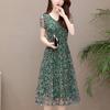 Цветочное платье Женские летние платья трапециевидной формы с длинной вуалью с v-образным вырезом