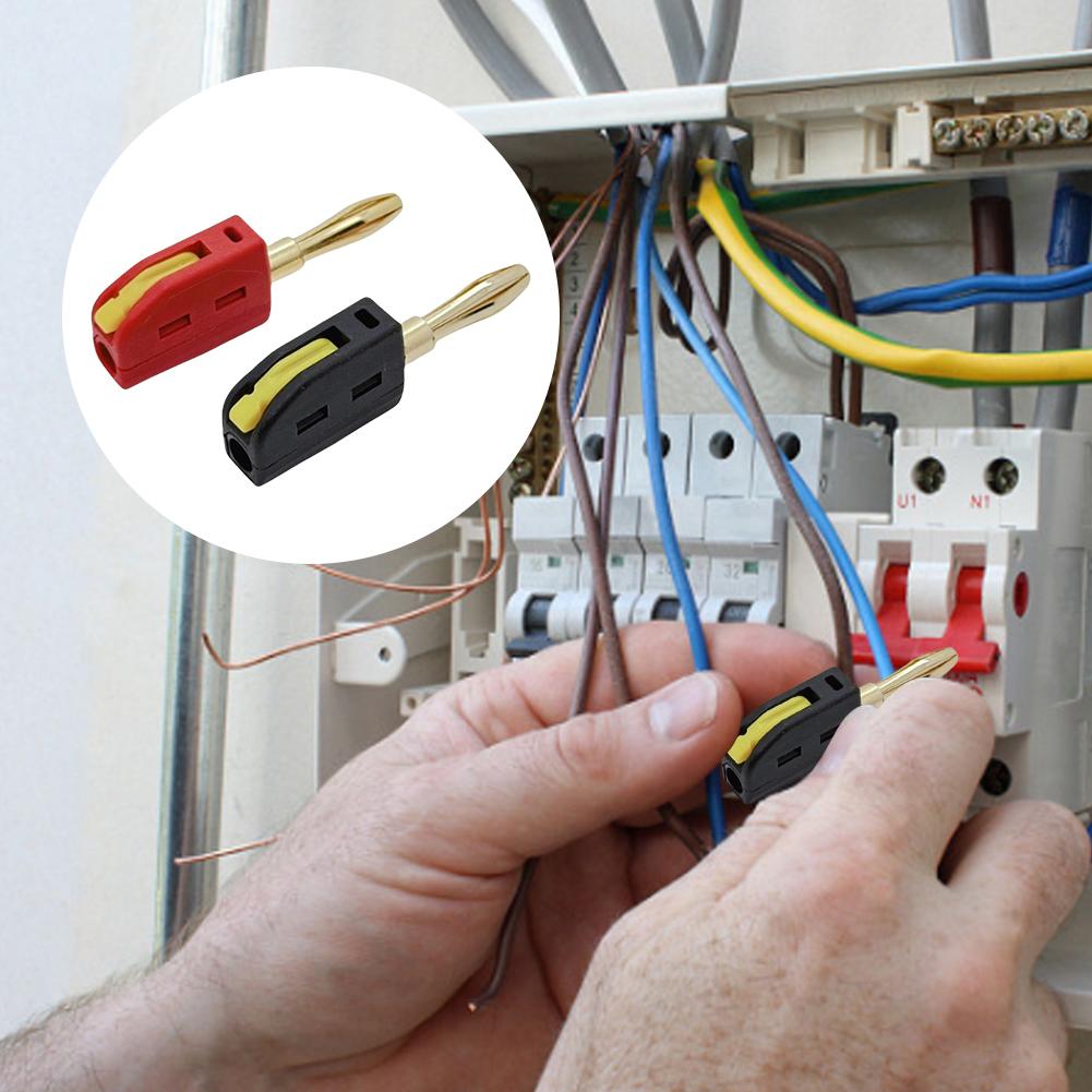 10 шт. 4 мм Высокотоковые Штекеры Самоблокирующиеся Позолоченные Банановые Разъемы Вставляемые Быстроразъемные Штекеры для Электрических Испытаний 32А