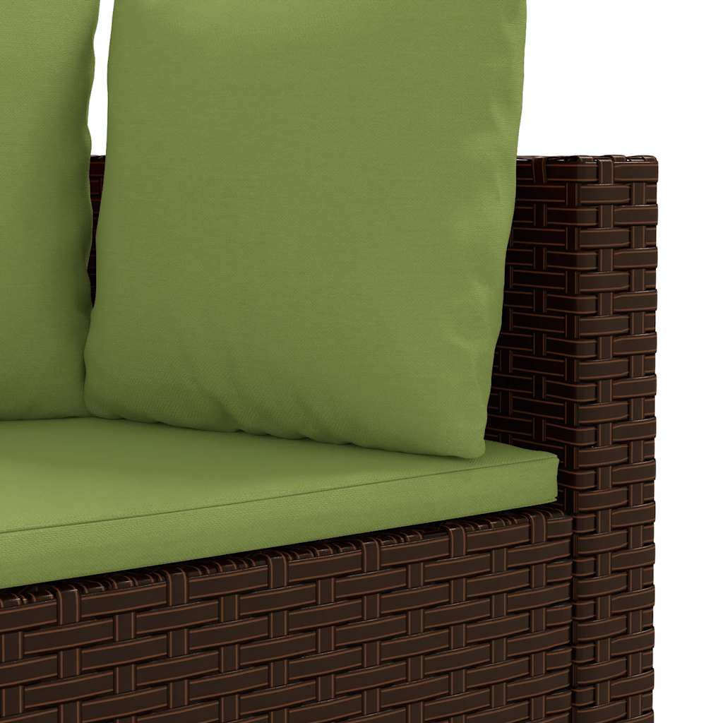 6 piece Garden Sofa Set with Cushions Brown Poly Rattan