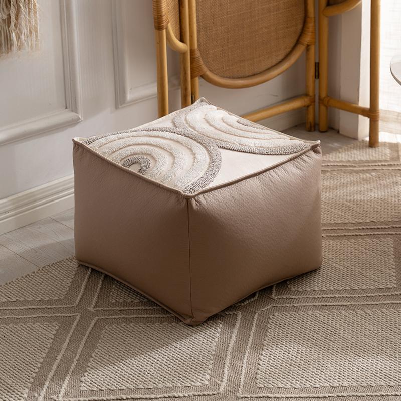 Японский стиль Диван-подставка для ног Обитая тканью Пуфик Съемный и моющийся Мягкий табурет Роскошная скамья для обуви в прихожую