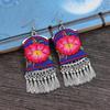 Retro Hand-embroidered Fabric Earrings Female Long Flower Fringed Versatile Temperament Performance Earrings Earrings