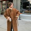 Women's Autumn And Winter Imitation Lamb Wool Coat Fur One Long Plush Thickened Coat Straight Solid Color Coat