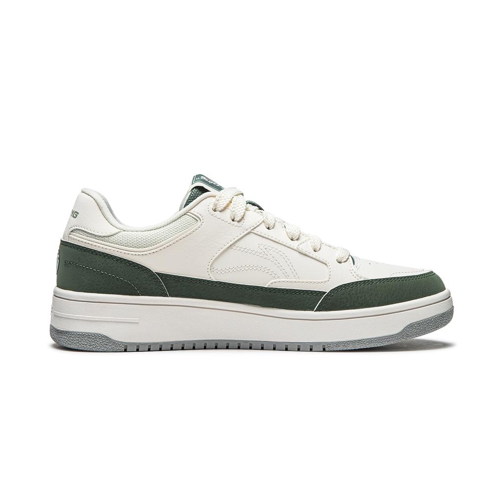 Li Ning Tian Ji Comfortable Versatile Thick Sole Height Increasing Non-Slip Wear-Resistant Skate Shoes Men Sneakers White Green AGCU095-2
