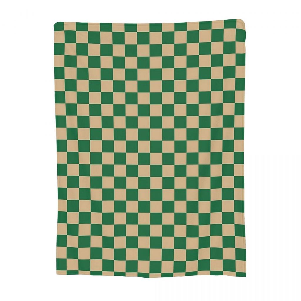 Tan Brown And Green Checkerboard Blankets Flannel Sofa Throw Blanket Portable for Couch Bedding Outdoor Throws Bedspread Quilt