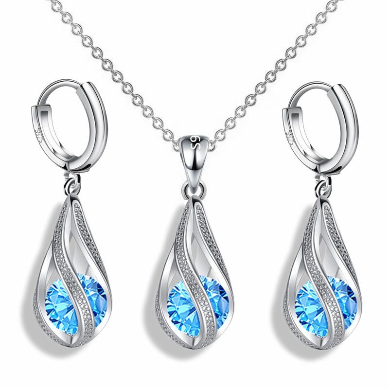 Новые S925 штамп серебряные женские серьги-капли с геометрическим кулоном в форме капли воды высокое качество циркониевые серьги наборы для женщин ювелирные изделия, подарки