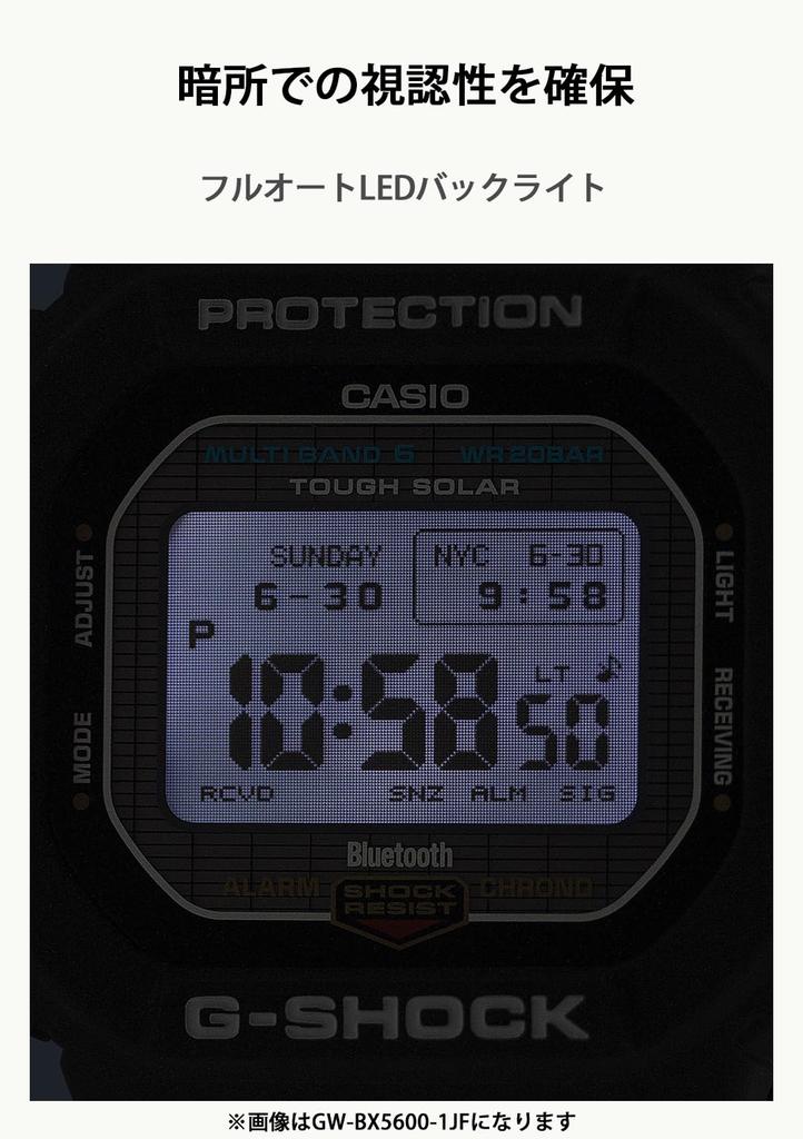 Casio G-SHOCK GW-BX5600-1JF, Tough Solar, Связь со смартфоном через Bluetooth, Высококонтрастный MIP ЖК-дисплей, Экологичный биоматериал
