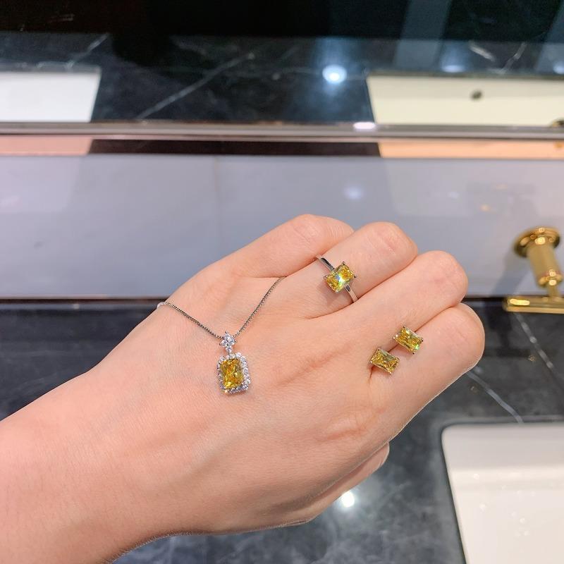 Sace Gems Классические прямоугольные комплекты ювелирных изделий из медного сплава с желтым цирконом, подарки для свадебной вечеринки