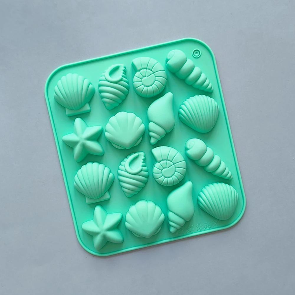 16 отверстий Морские ракушки Шоколад Силиконовые формы 3D Ракушки Желе Помадка Формы Звезды Смола Декор для вечеринок Свечи Подарки на День Рождения