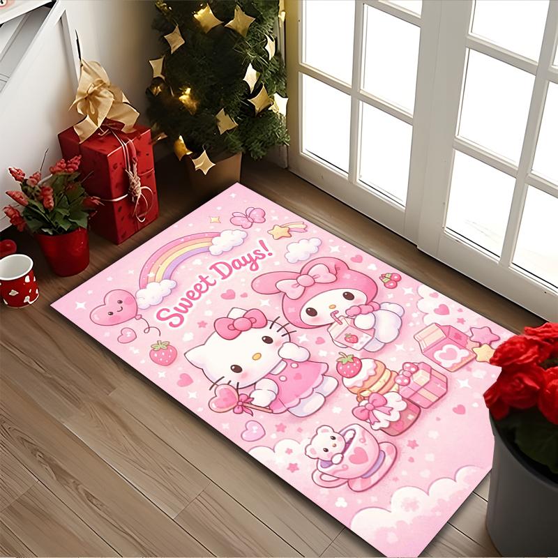 [Hello Kitty Printed Carpet] Non-slip Office Rug, Cozy Area Carprt for Living Room Use, Soft Home Sofa Chair Mat