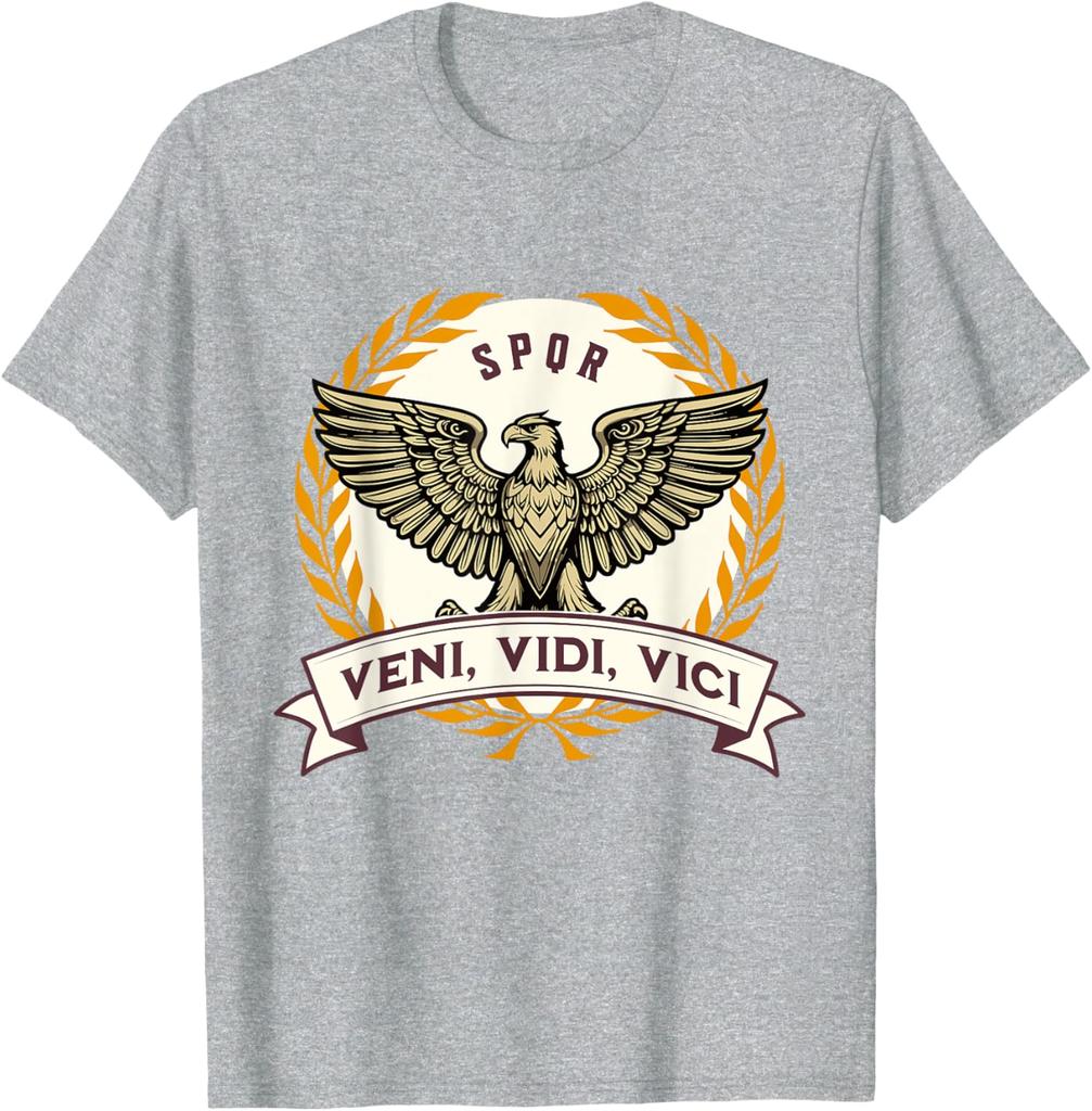 Veni Vidi Vici Цитата Юлия Цезаря Древний Рим Футболка 100% Хлопок Круглый вырез Короткий рукав Летняя Повседневная Мужская Футболка Уличная мода