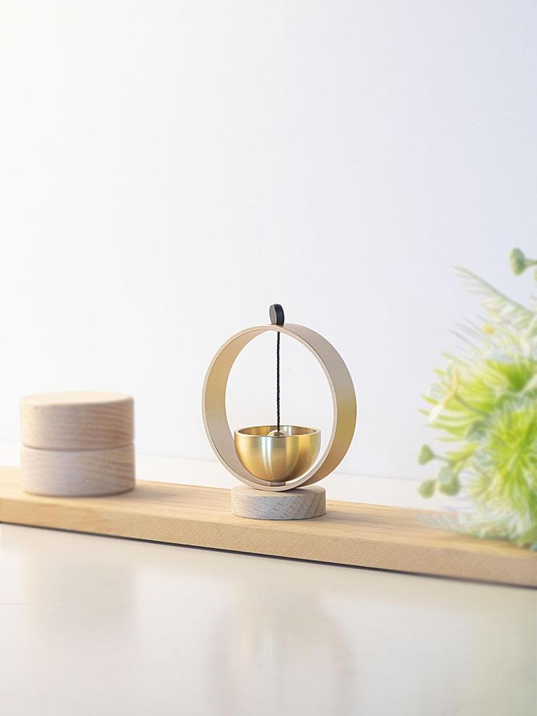 Orin Buddhist Altar Bell, Pet Bell, Brass Bell, Natural Wood Bell, Buddhist Altar Accessory, Mini Bell, Buddhist Altar Accessory, Beautiful Tone,