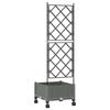 Plant Pot with Trellis and Wheels Light Gray 40 x 40 x 131.5 cm