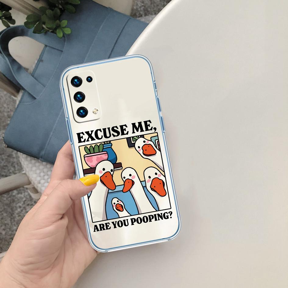 LO40 DUCK Cartoon Soft Shell Transparent Phone Case for Motorola Moto G7 G8 G9 G84 G85 G73 G24 G15 Z2 Play Power Plus